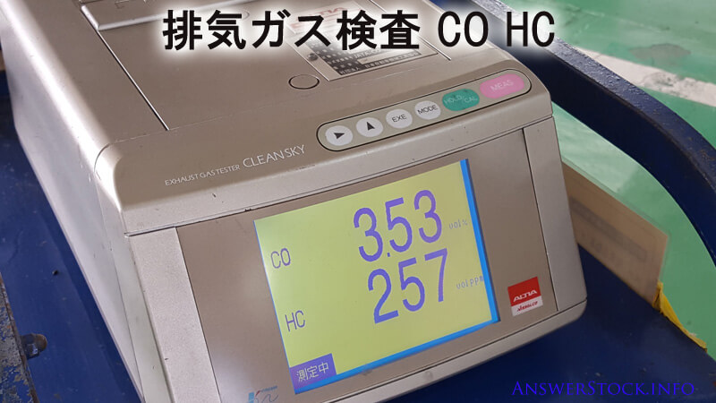 車検　排気ガス検査　CO HC